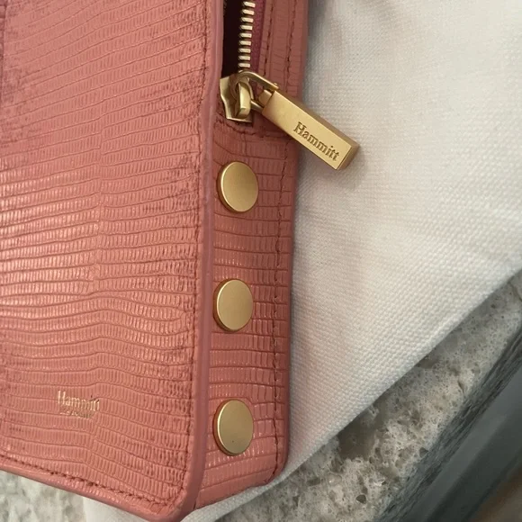 Hammitt Cellphone and card crossbody, pink tile leather with strap and dustbag. - Picture 3 of 8